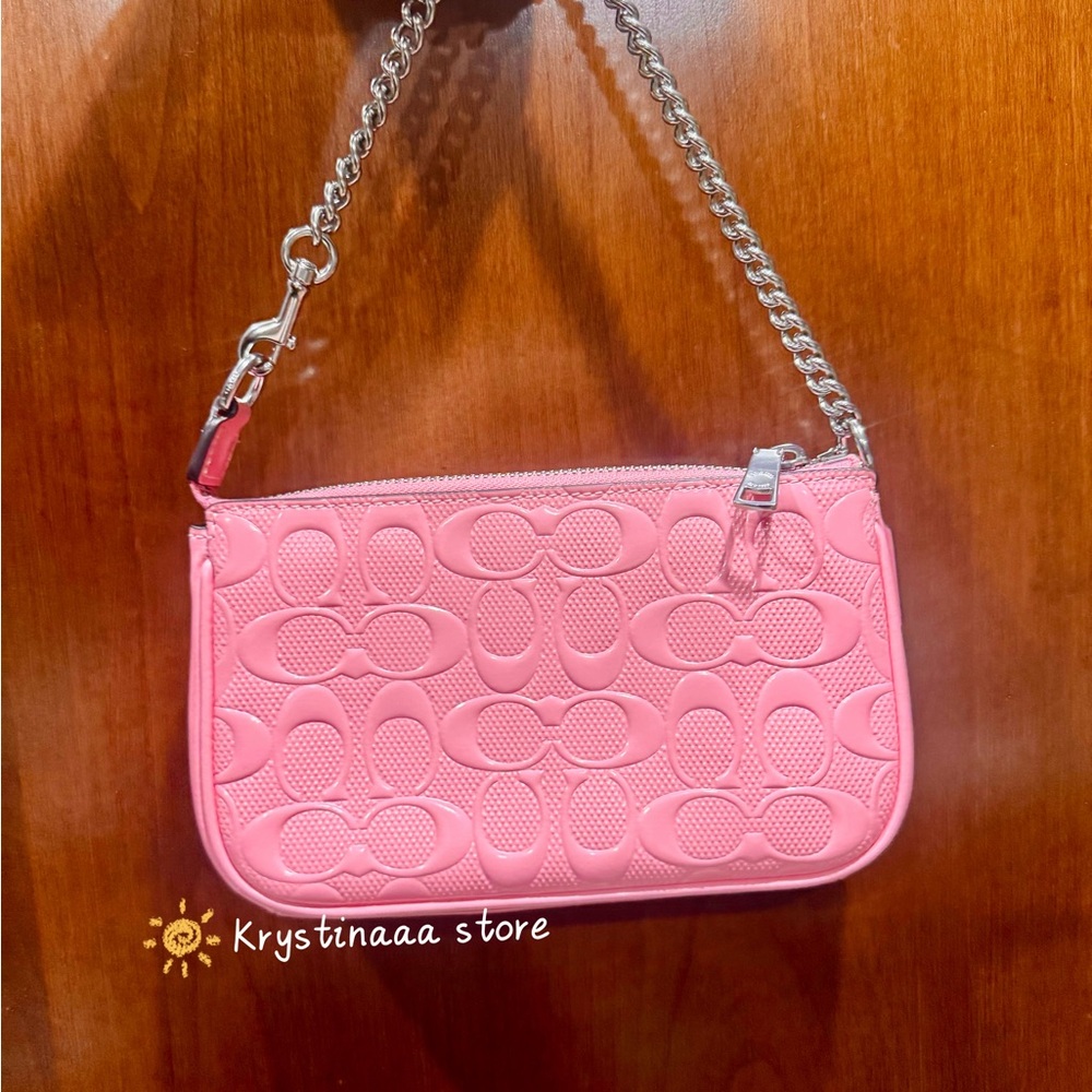 NWT Coach Nolita 19 In Signature Leather With Heart Charm CCZ27❤️ in silver/pink - Picture 2 of 7